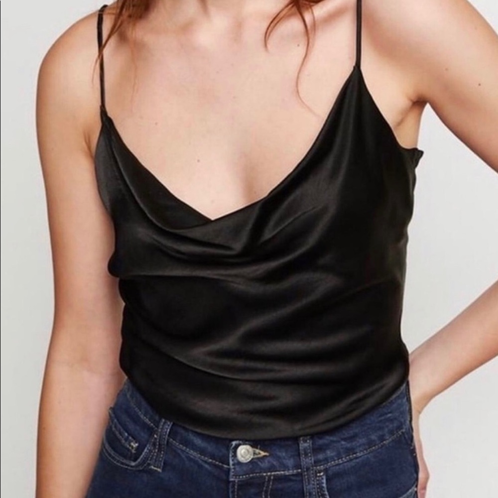 Zara Satin Cowl Neck Top